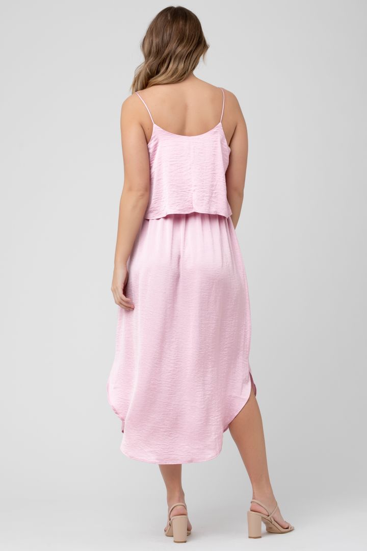 Zweilagiges Umstands- und Stillkleid mit Spaghettiträgern hellrosa