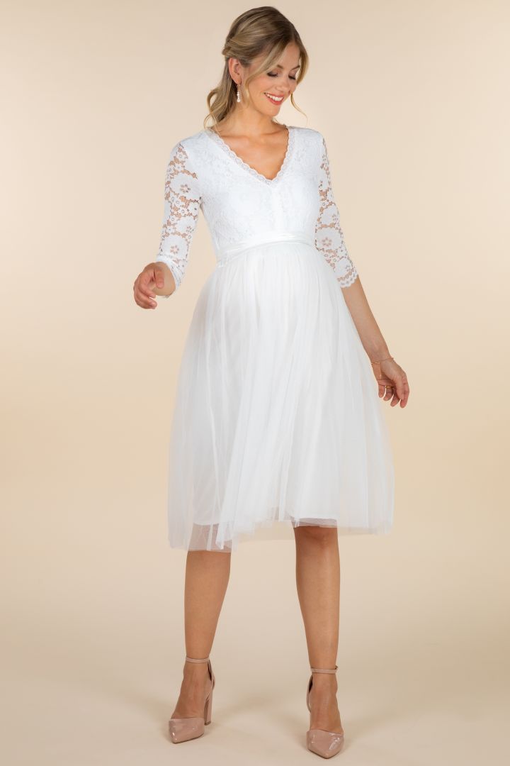 Midi Umstandsbrautrock aus Tüll elfenbein