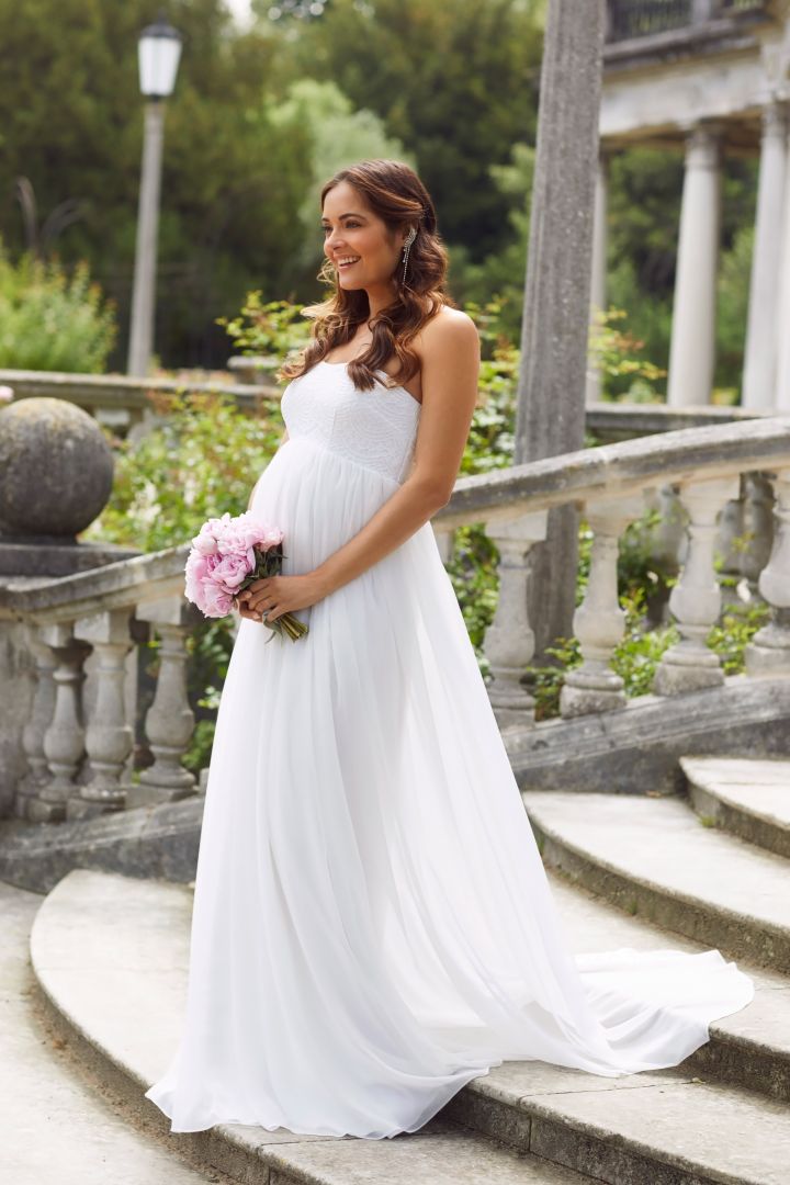 Bandeau Umstandsbrautrobe weiß