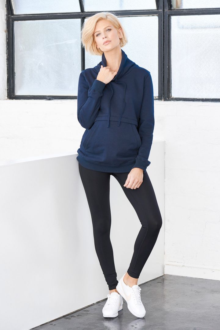 Maternity and nursing hoodie with zip fastenings