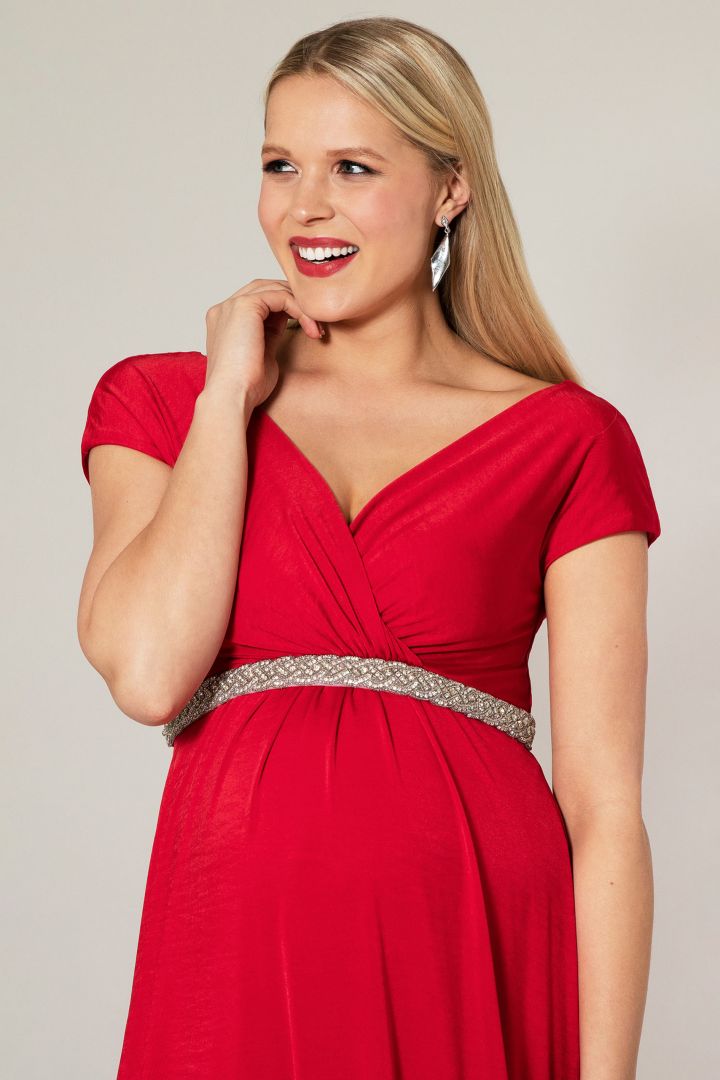 Festive maternity and nursing dress red