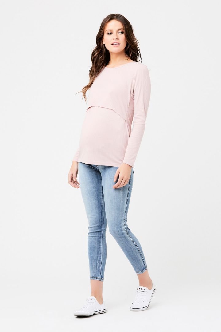 Maternity and nursing shirt with ribbed structure