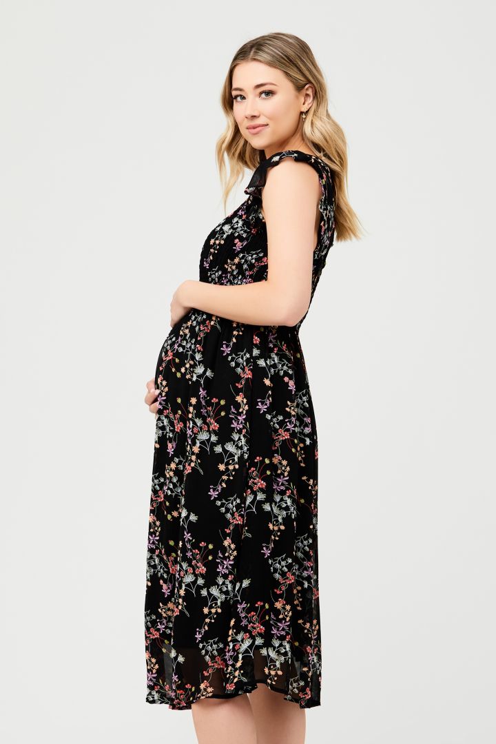 Umstandskleid mit Rüschenärmel und Blumen Print