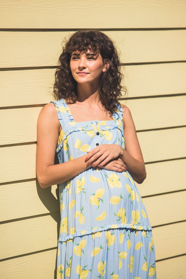 Volant Umstands- und Stillkleid mit Zitronenprint