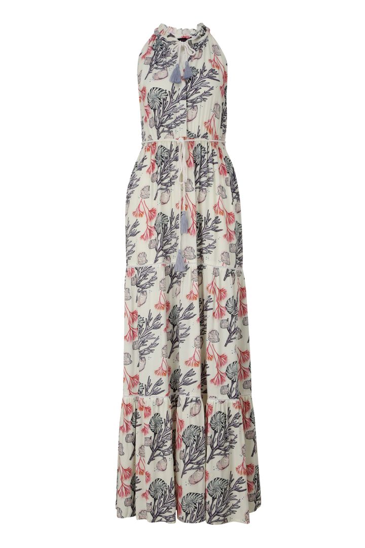 Maxi Umstands- und Stillkleid mit Korallen Print