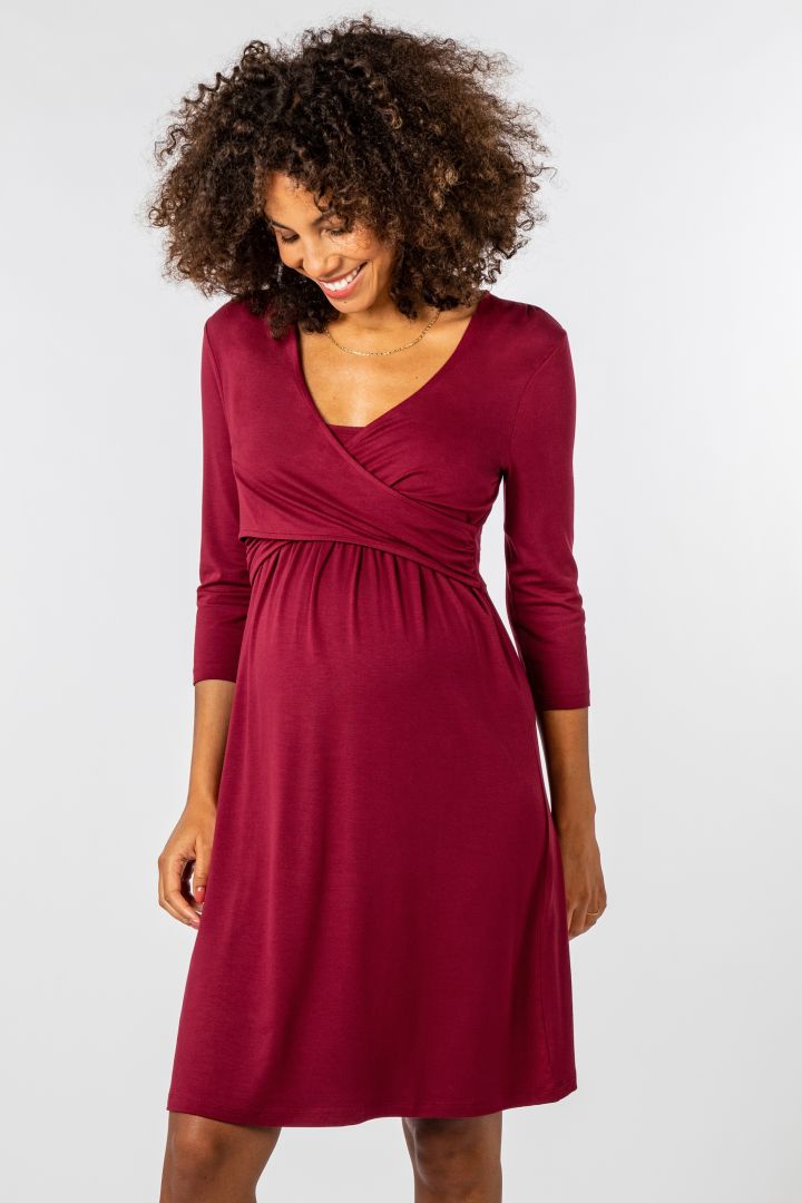 Ecovero Umstands- und Stillkleid bordeaux