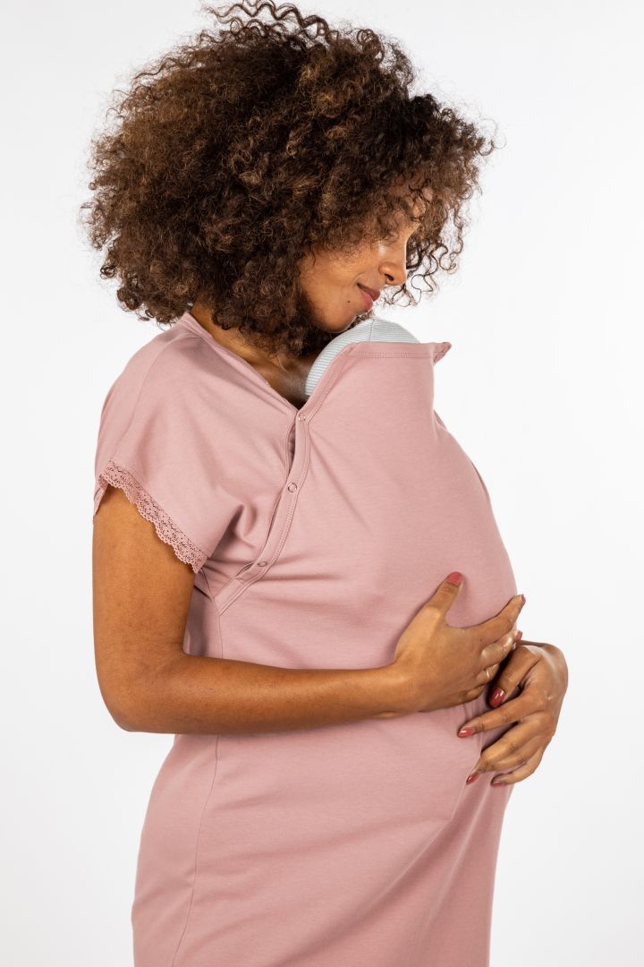 Organic Geburtskleid und Stillnachthemd rosa