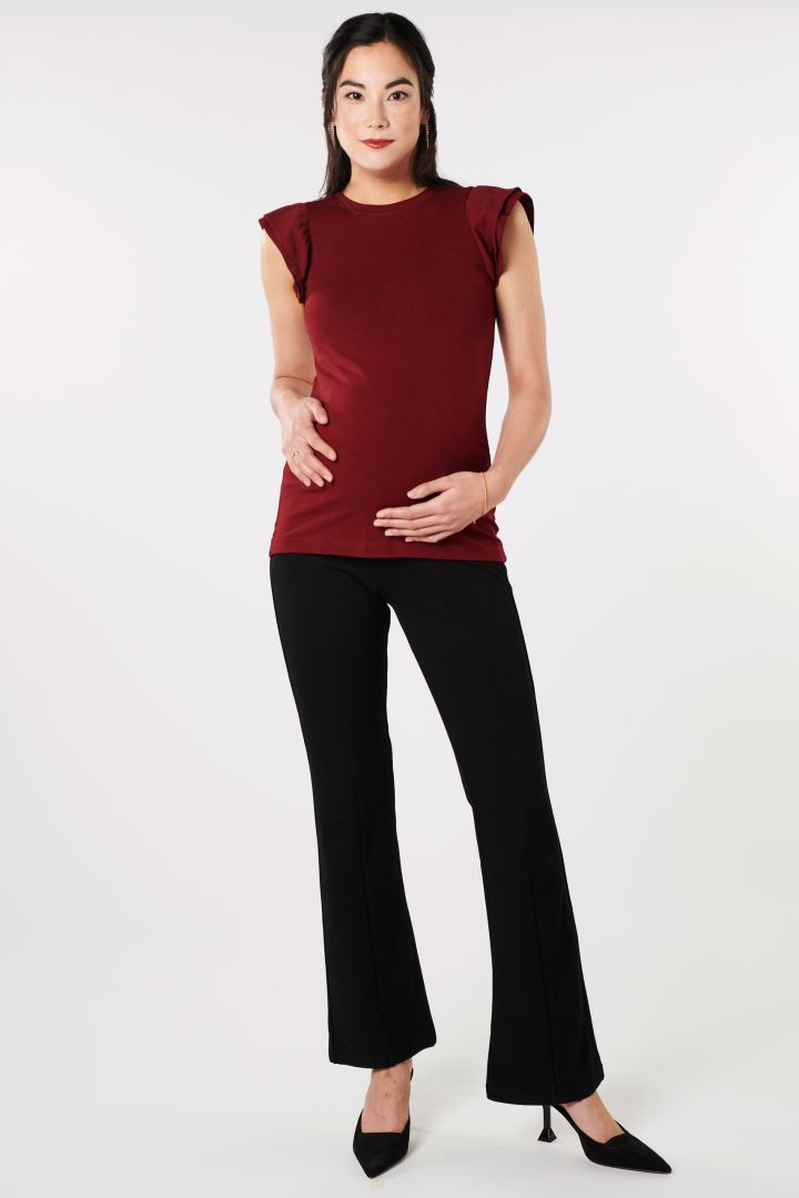 Organic Umstandstop mit Rüschenärmeln bordeaux