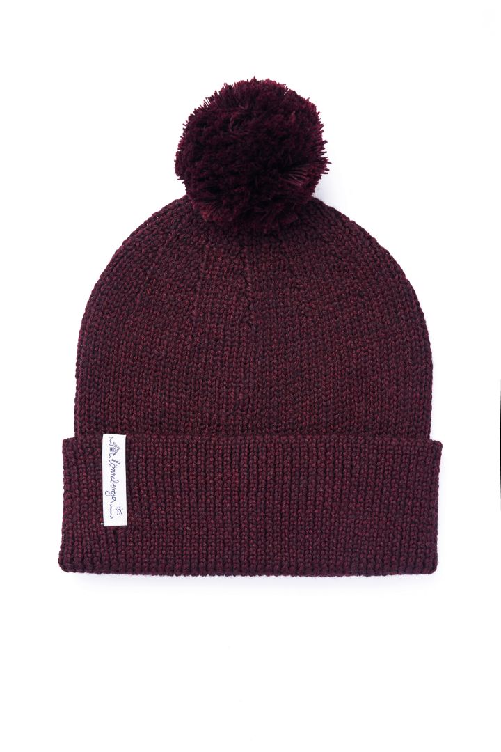 Rib Knit Boobl Hat with Merino Wool bordeaux