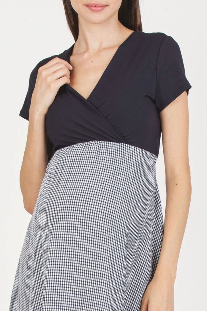 Materialmix Umstands- und Stillkleid Gingham