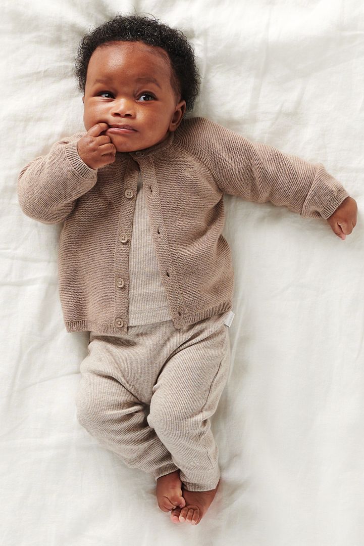 Rib Knit Baby Trousers taupe