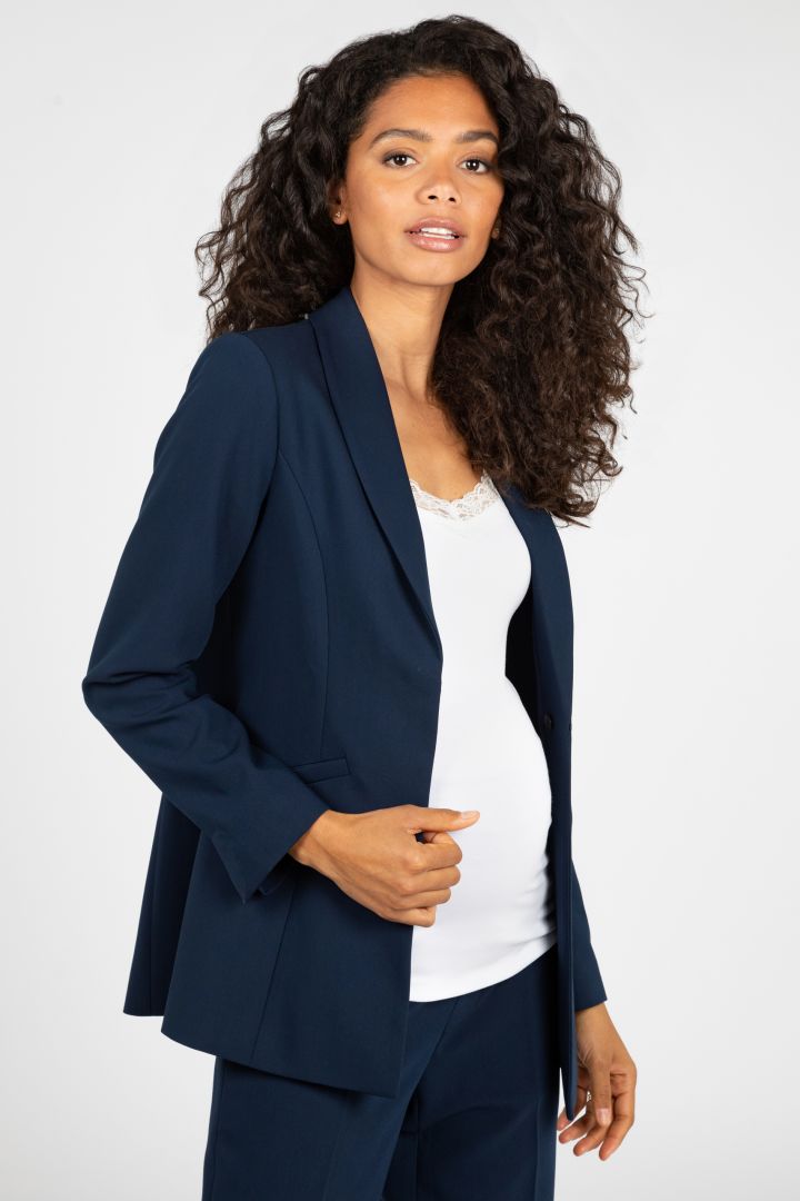Umstandsblazer mit abnehmbarer Schleife navy