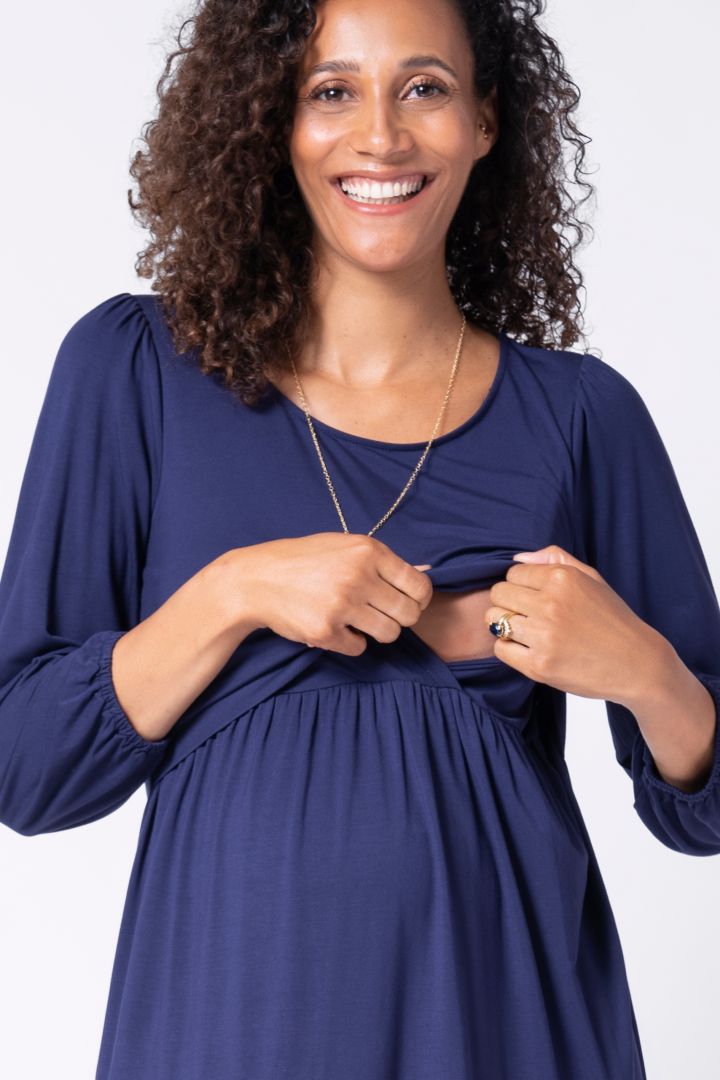 Volant Umstands- und Stillkleid navy