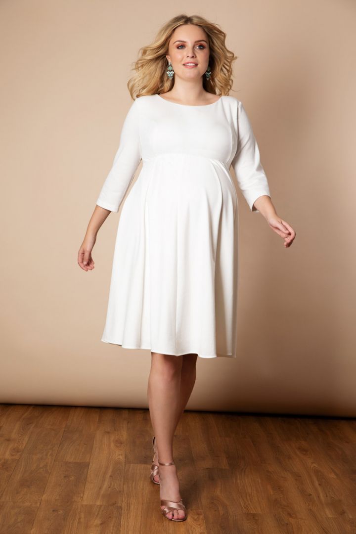 Plus Size Umstandsbrautkleid mit U-Boot Ausschnitt
