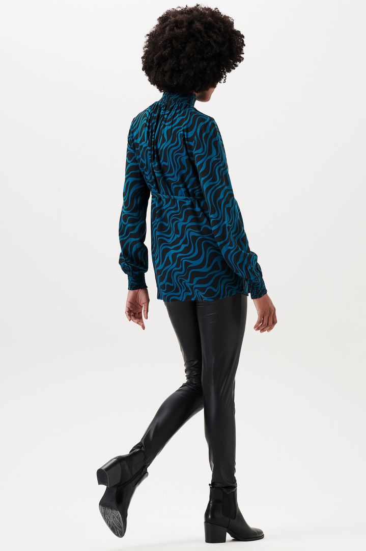High Neck Maternity Blouse with Print