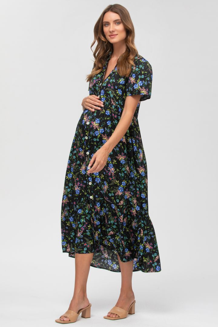 Umstands- und Stillblusenkleid mit Blumenprint