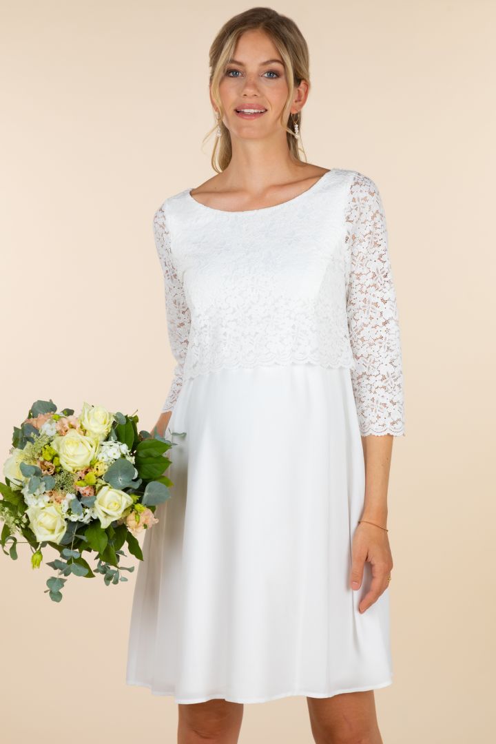Umstands- und Stillbrautkleid mit 3/4 Ärmeln elfenbein