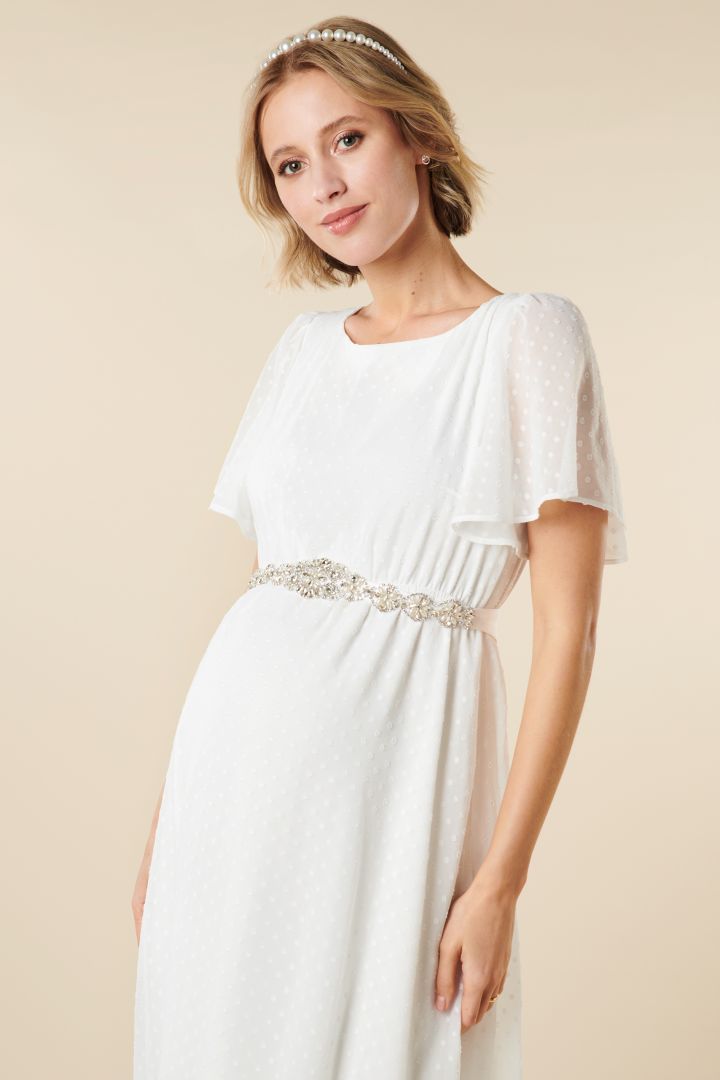 Umstandsbrautkleid mit Schleifendetail am Rücken