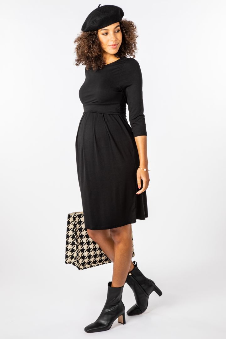 Ecovero Rundhals Umstands- und Stillkleid schwarz