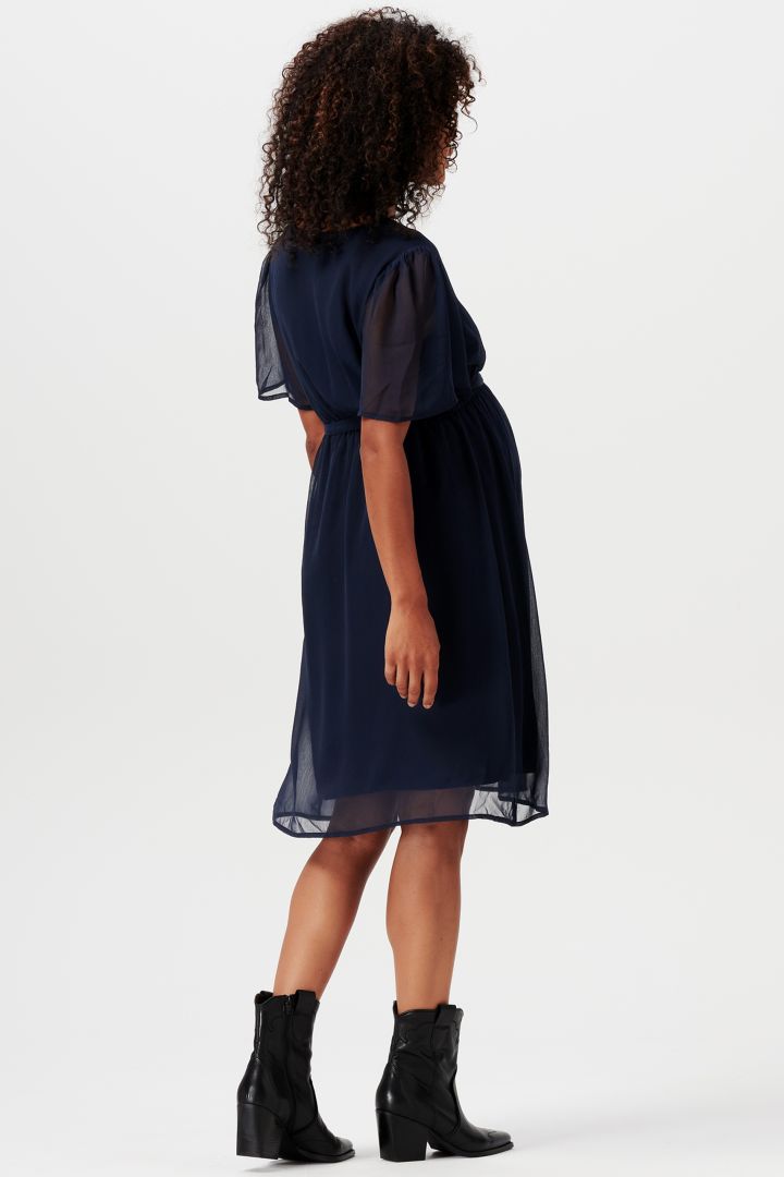 Eco Chiffon Umstandskleid navy