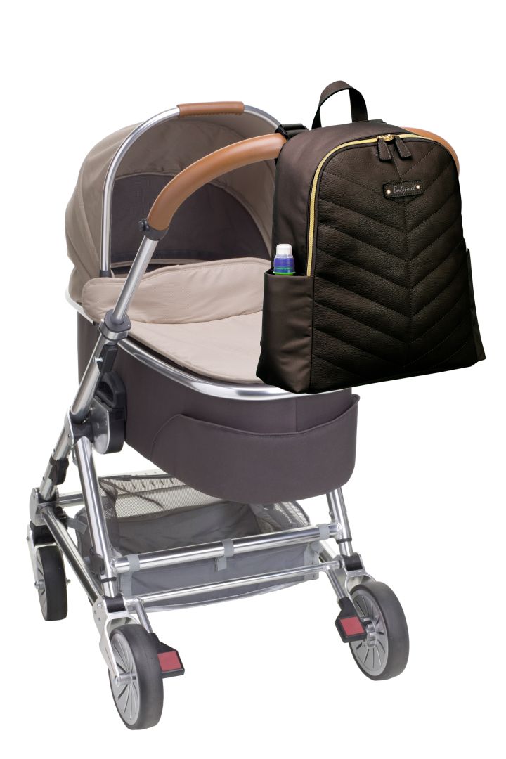 Babymel Wickelrucksack mit Kunstledereinsatz schwarz