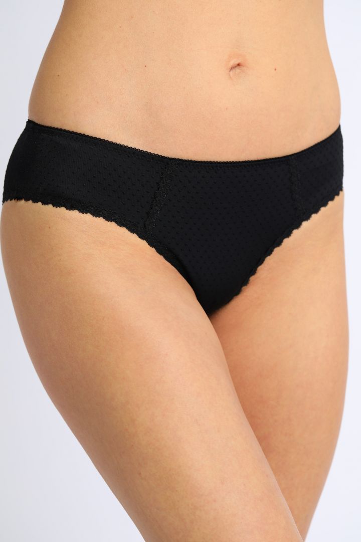 Umstandsslip mit Pünktchen und Spitze schwarz