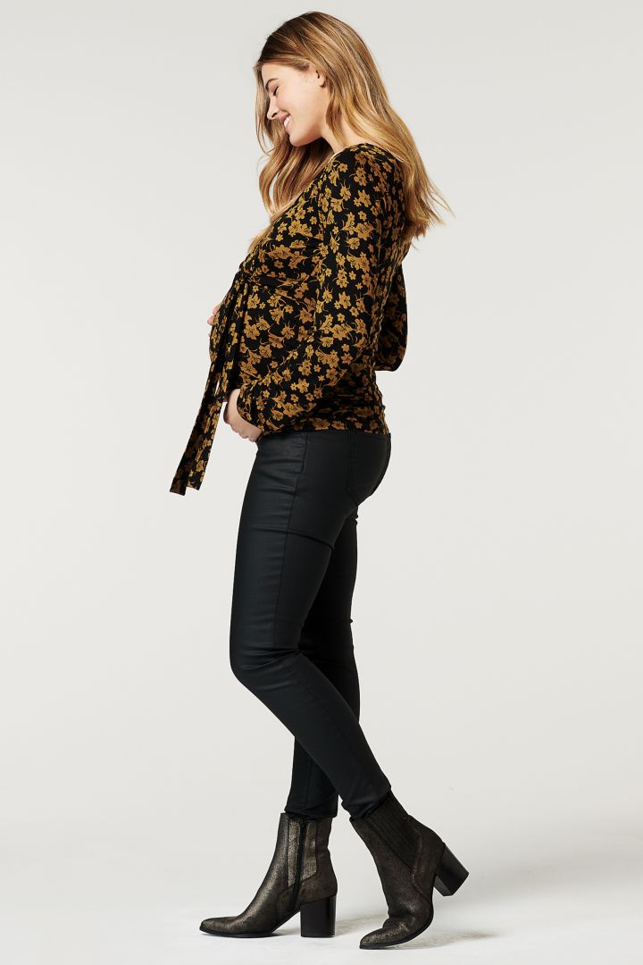 Skinny Umstandshose mit Glanzbeschichtung