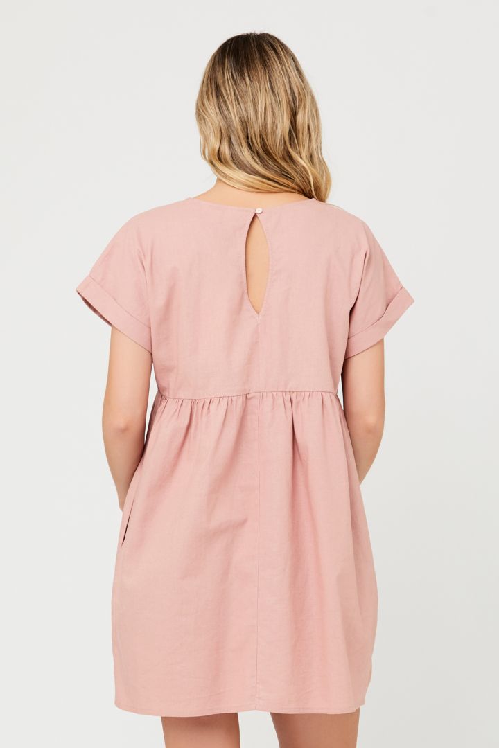Linen Maternity Dress with Pockets