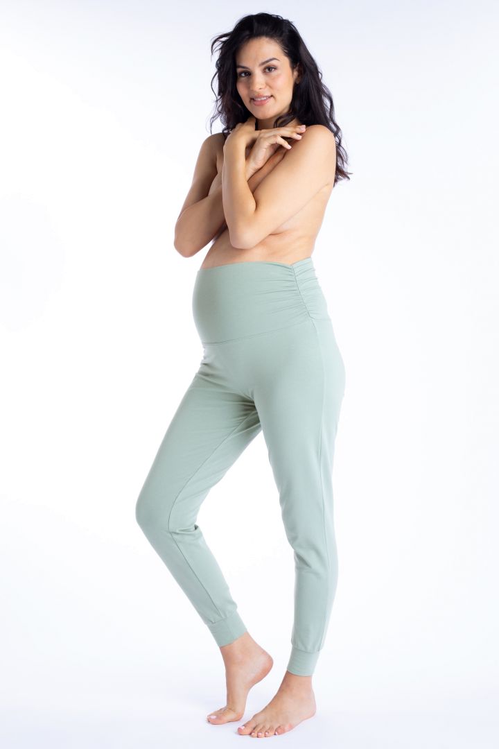 Organic Foldover Maternity Lounge and Pyjama Trousers sage