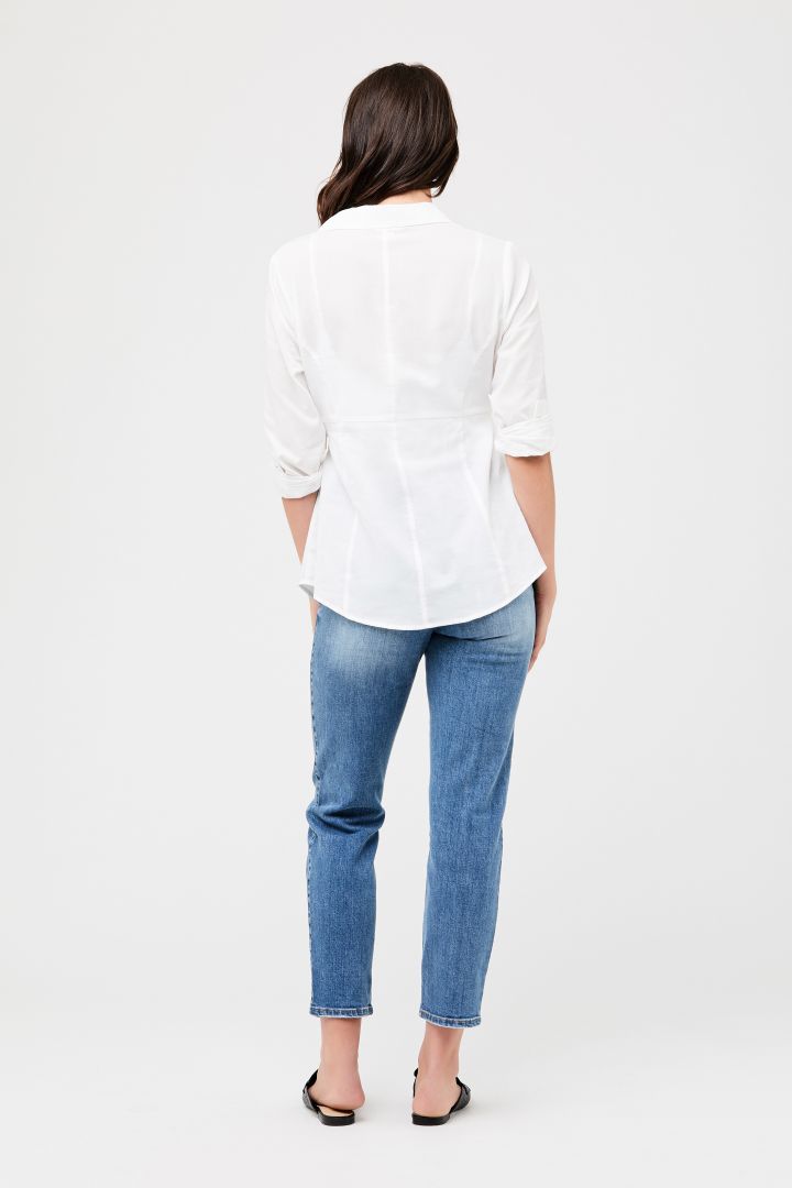 Maternity and Nursing Blouse with Twisted Detail white