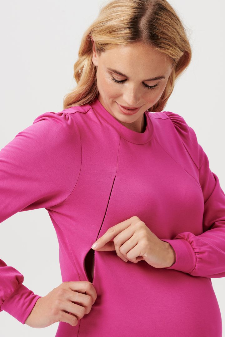 Ecovero Umstandskleid mit Stillöffnungen fuchsia