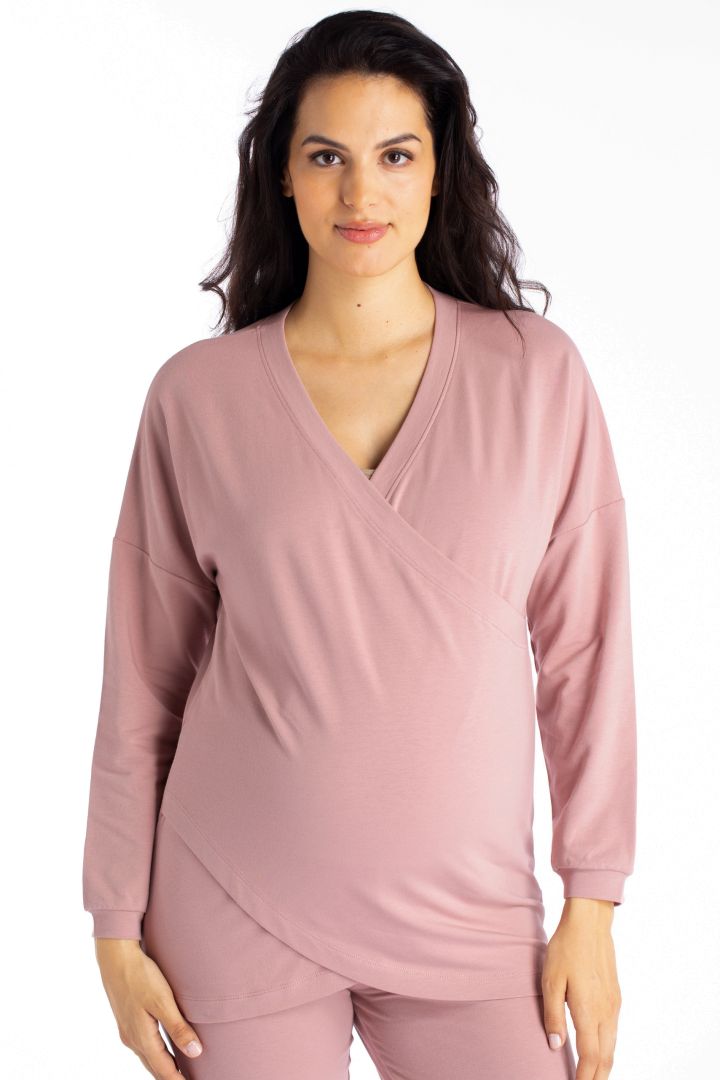 Organic Lounge and Pyjama Maternity Shirt pink