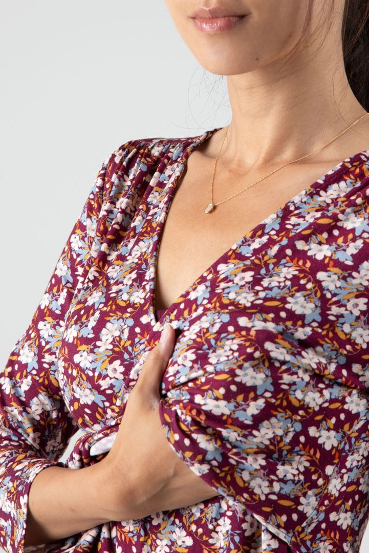 Maxi Maternity and Nursing Dress with Floral Print