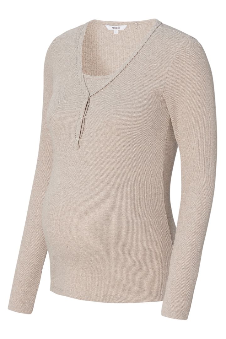 Organic Ripp Umstands- und Stillshirt langarm sand