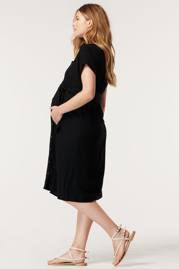 Jersey Umstands- und Still-Hemdblusenkleid schwarz