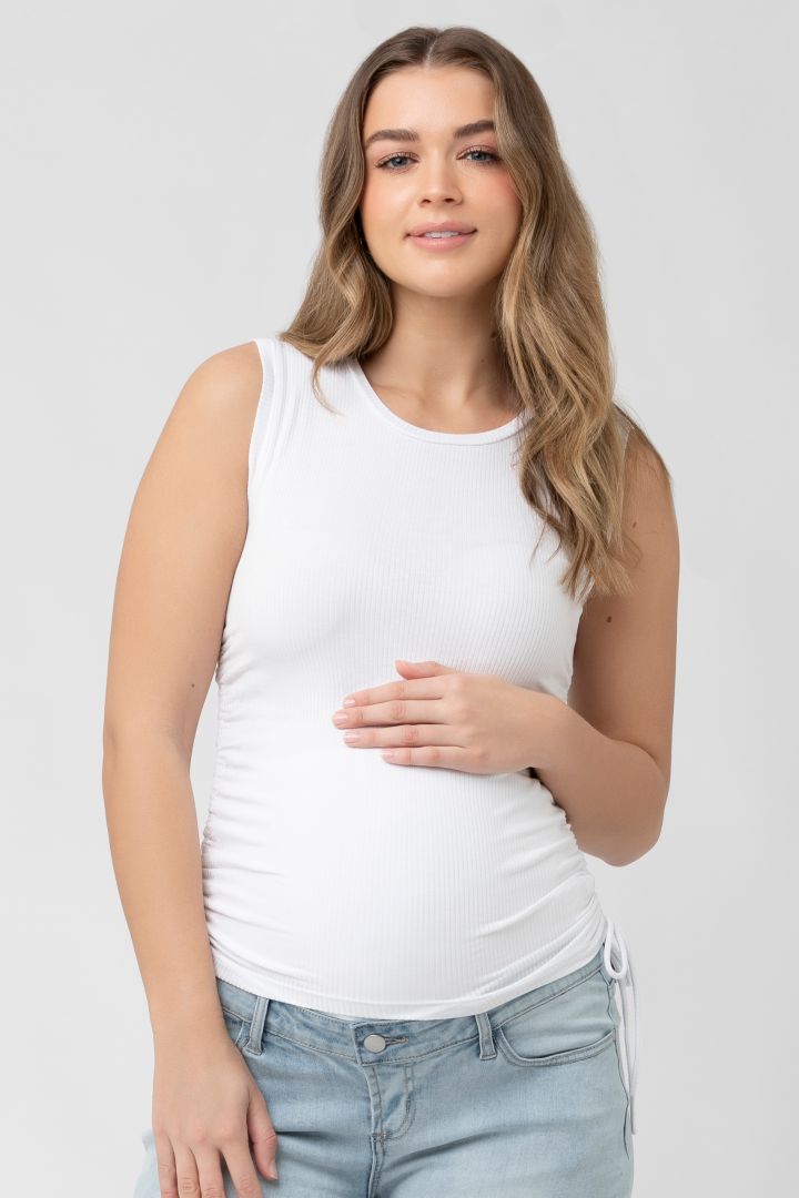 Umstandstop aus weichem Rippjersey weiß