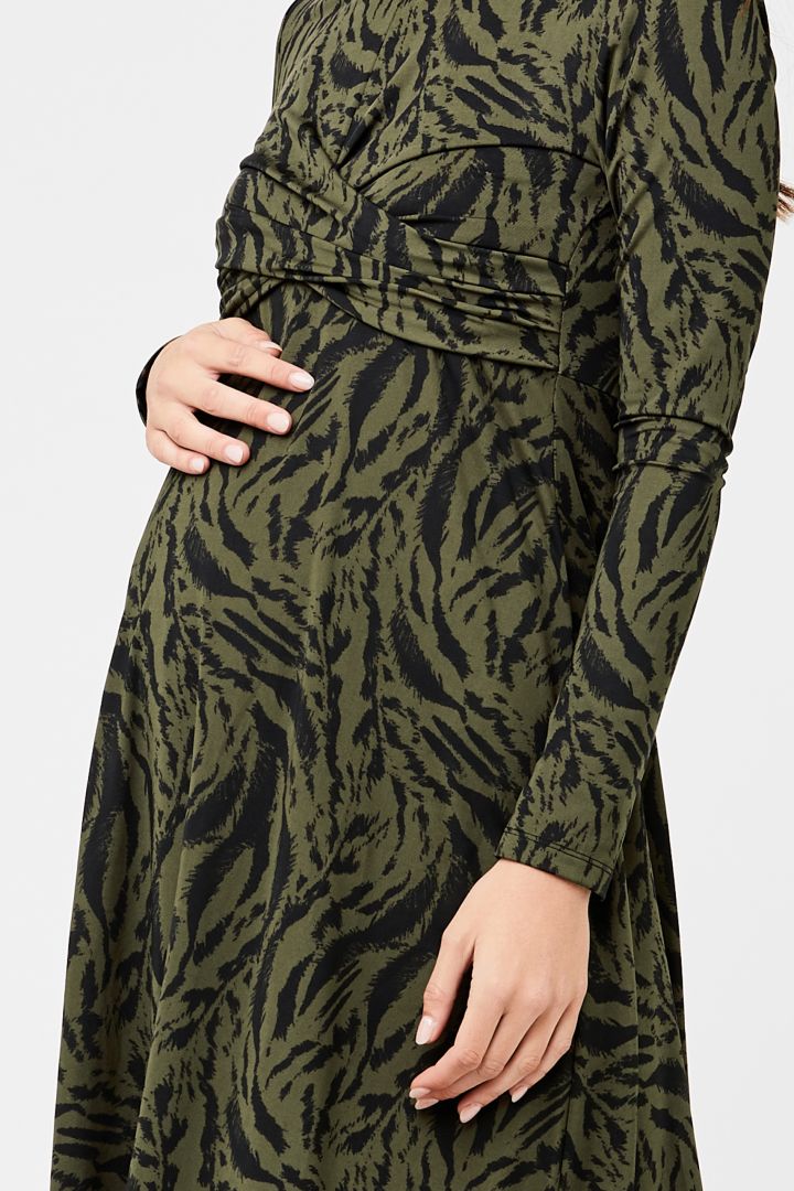 Maternity and Nursing Dress with Animal Print