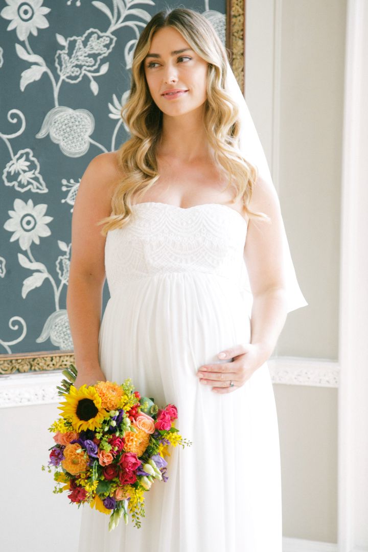 Bandeau Umstandsbrautrobe weiß