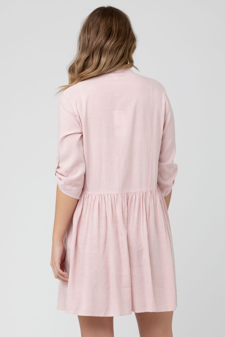 Umstands- und Still-Tunikakleid mit Streifen peach-weiß