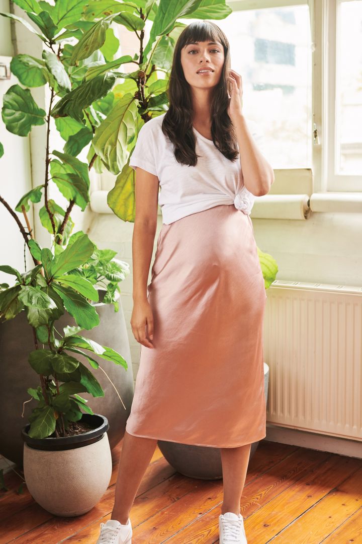 Satin Maternity Skirt rose