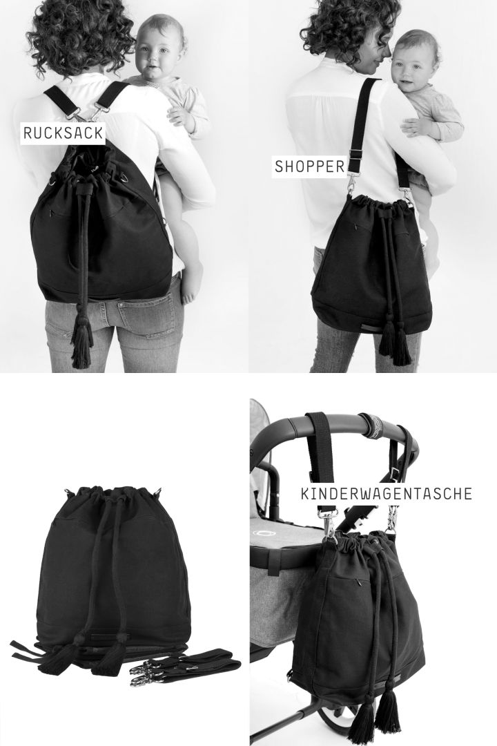 Bucket Rucksack und Wickeltasche Flowing Sari