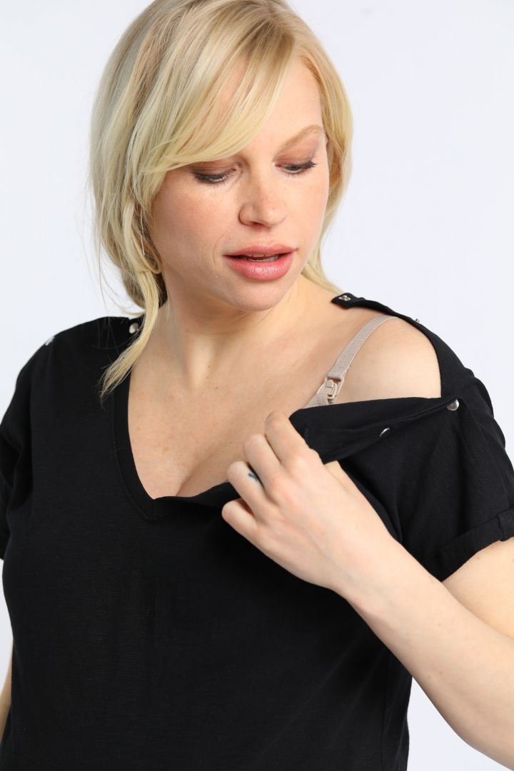 Organic Boyfriend Maternity and Nursing Shirt black