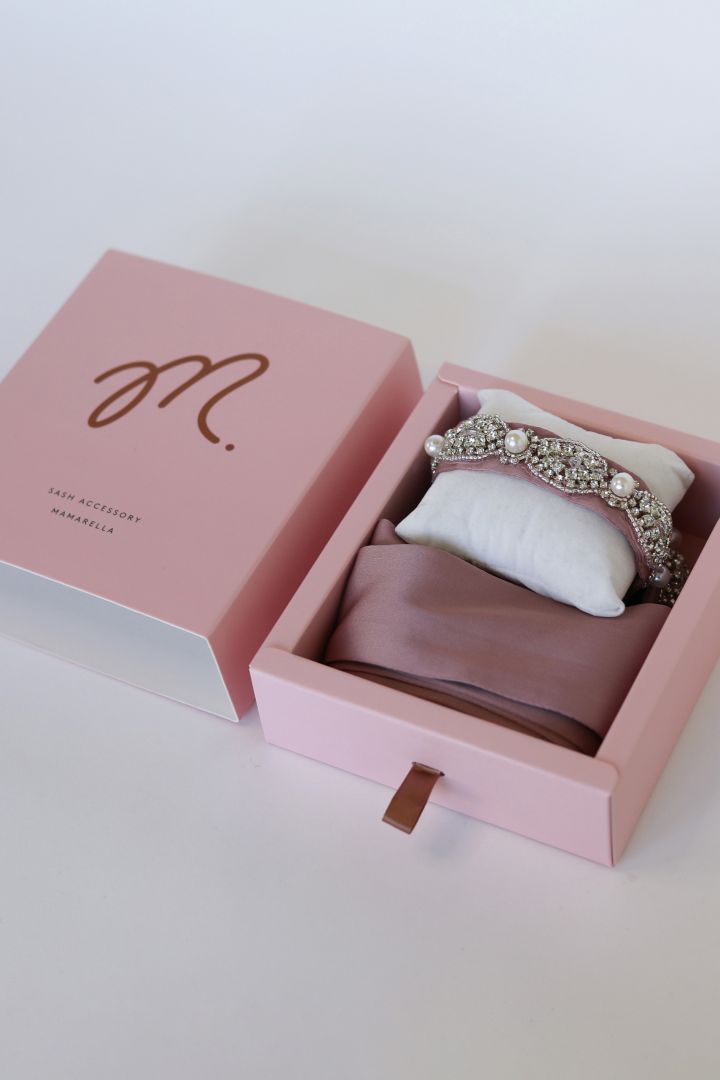 Brautkleid Schärpe mit Ziersteinbesatz altrosa