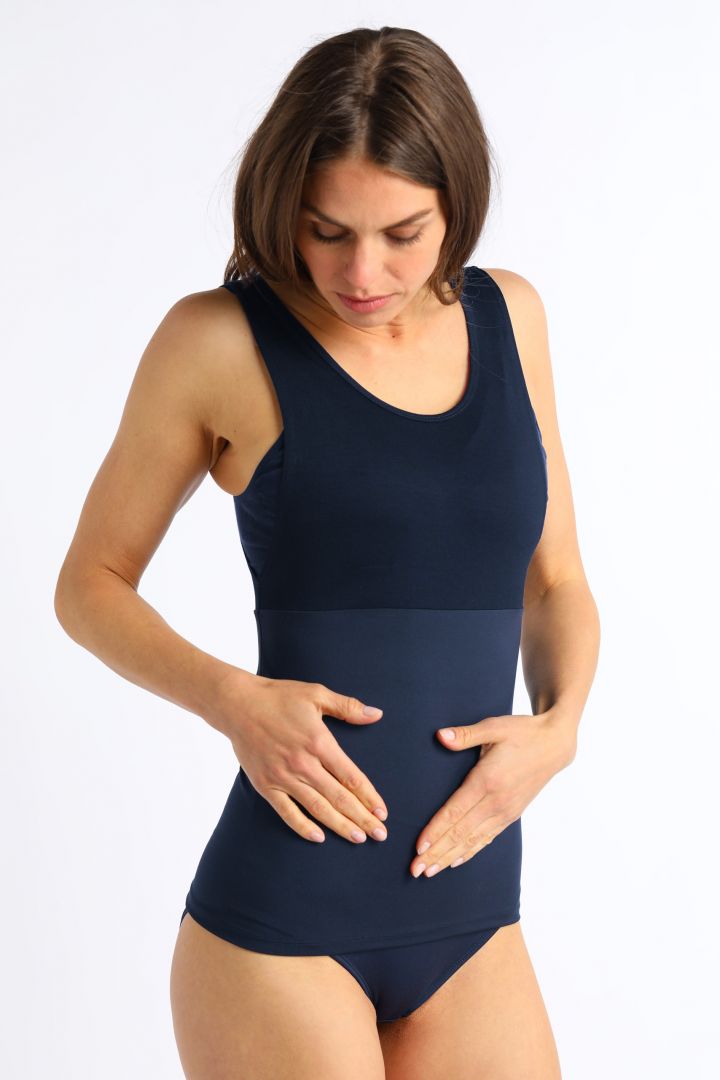 Ecovero Umstands- und Stillkleid mit Post Partum Shaping Top navy