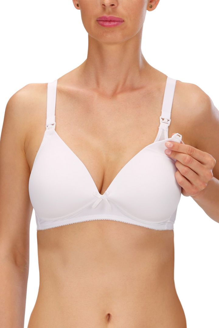 Maternity and Nursing Bra with Form Cups, White