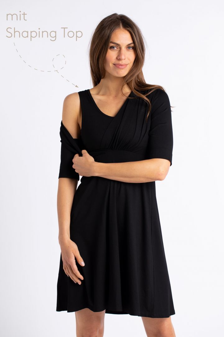Ecovero Umstands- und Stillkleid mit Post Partum Shaping Top schwarz