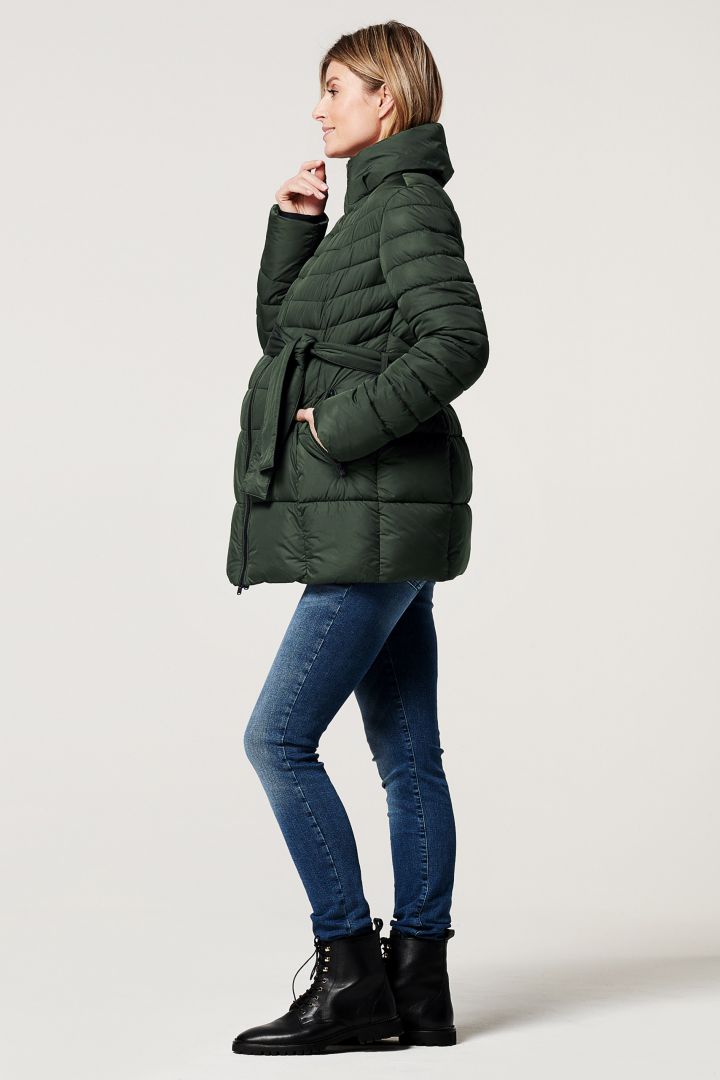 Umstands-Steppjacke mit Schwangerschafts-Einsatz khaki