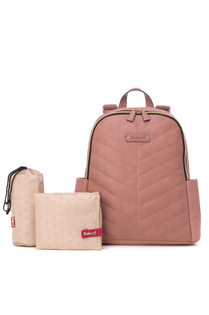 Babymel Wickelrucksack mit Kunstledereinsatz altrosa