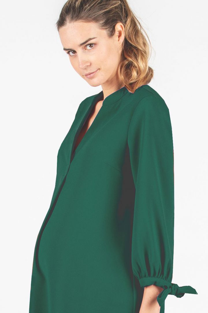 Trapez Umstandskleid mit 3/4 Ärmeln grün