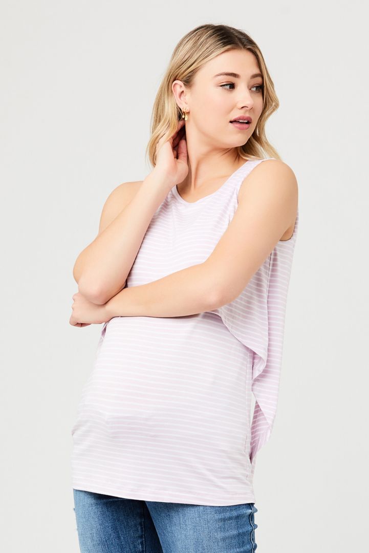 Zweilagiges Umstands- und Stilltop weiß/flieder